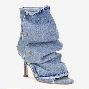Azalea Wang | Birdsong Bootie | Denim Fabric | Sz 7